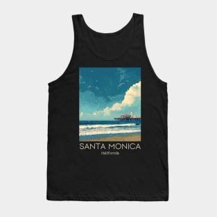 A Vintage Travel Illustration of Santa Monica - California - US Tank Top